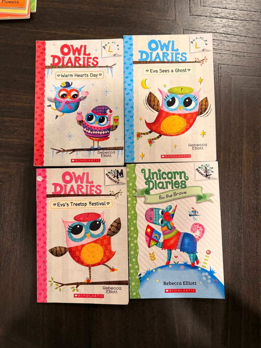 Owl Diaries and Unicorn Diaries Books by Rebecca Elliott-lot of 4